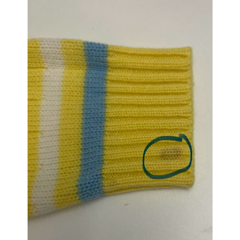 Vintage Puritan Sweater Pastel Yellow with White/Blue Trim Tennis Cricket Jumper - Picture 3 of 10